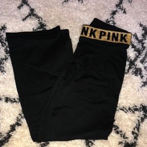 NWOT L PINK BOOTCUT YOGA PANTS HIDDEN POCKET BLING